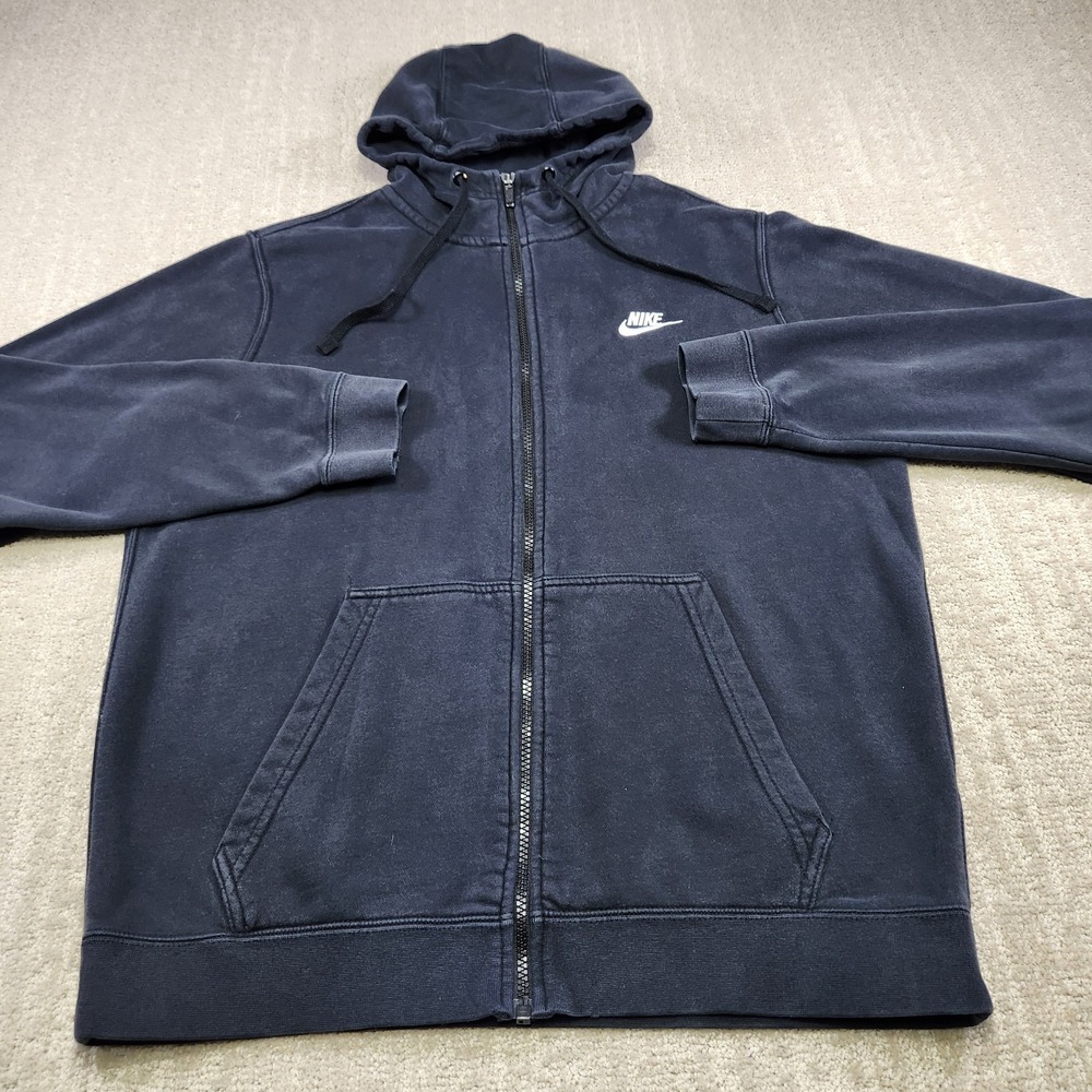 Nike Hoodie Men Large Full Zip Faded Black Club Fleece Distressed Blend Retro - Picture 3 of 13